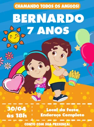 Convite de Aniversário Maria Clara e JP Editável Online