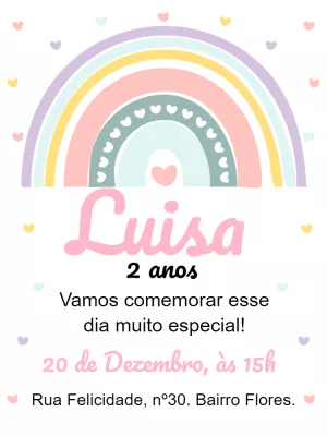 Convite de Aniversário Arco Íris Boho para Editar Online