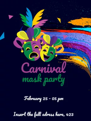Carnival Mask Party Invitation to Edit Online
