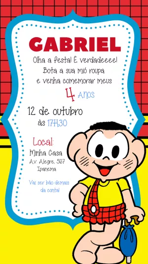 Invitation d'anniversaire Turma da Mônica – Statique – Felicity Artes