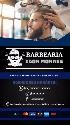 Cartão de Visita Barbearia Moderno para Editar Online