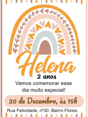 Convite de Aniversário Arco Íris Boho para Editar Online