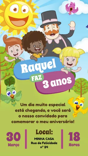 Convite de Aniversário Mundo Bita para Editar Online