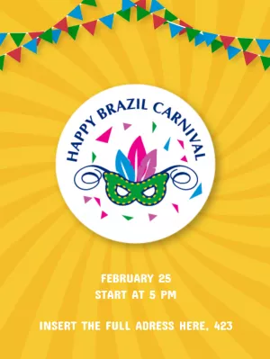 Editable Brazil Carnival Party Invitation to Customize Online