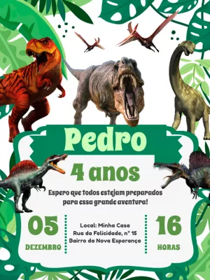 Convite de Aniversário Dinossauros Jurassic Park para Editar