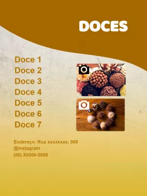 Cardápio de Doces Editável com Fotos para Postar