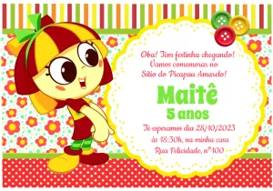 Convite Aniversário Emília Sítio do Picapau Amarelo para Editar