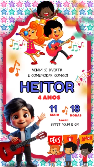 Convite Aniversário 3 Palavrinhas com Personagens para Editar