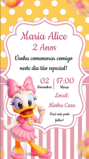 Convite Aniversário Margarida para Editar Online