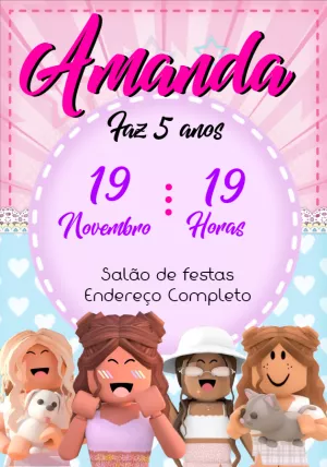 Invito di compleanno Roblox – Statico – Montando a Sua Festa Oficial