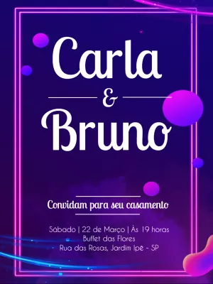 Convite de Casamento Neon Moderno para Editar Online