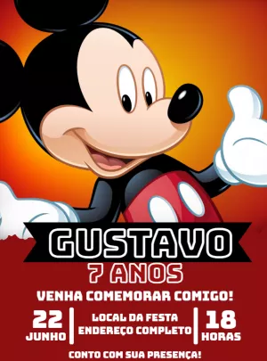 Mickey Mouse Birthday Invitation – Static – Renata Designer