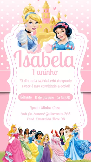 Invitación de cumpleaños Princesas – Estático – Gisele