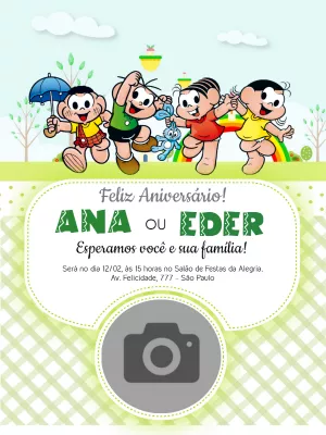Invitation d'anniversaire Turma da Mônica – Statique – Wolf Designer