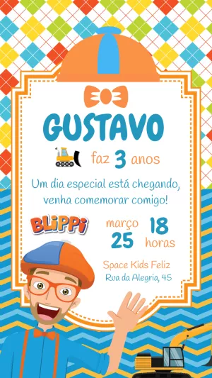 Convite de Aniversário Blippi para Editar Online