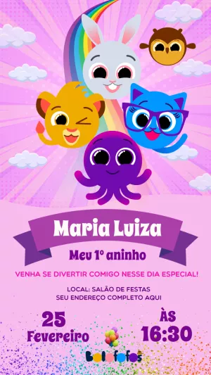Convite de Aniversário Bolofofos com a Turma para Editar