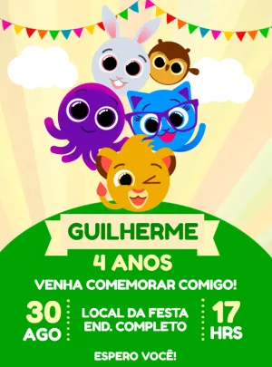 Invitación de cumpleaños Bolofofos – Estático – Renata Designer