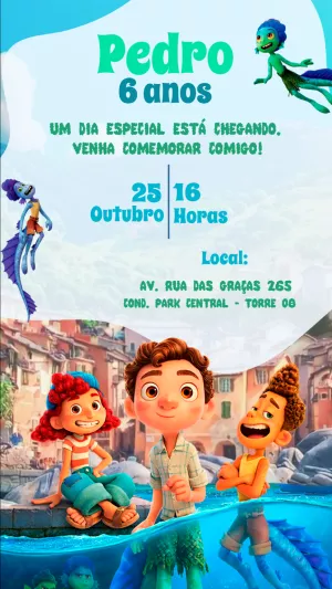 Convite de Aniversário Luca Disney para Editar Online