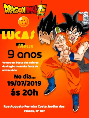 Convite de Aniversário Dragon Ball Super para Editar Online