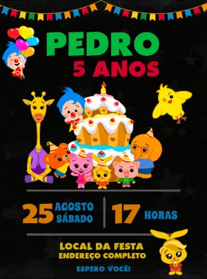 Convite de Aniversário Plim Plim para Editar Online
