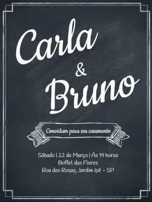 Convite de Casamento Estilo Lousa para Editar Online