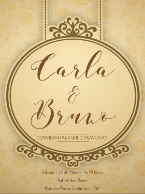 Convite de Casamento Vintage Floral para Editar Online