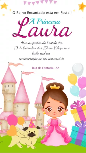 Invitación de cumpleaños Princesas – Estático – Ariane