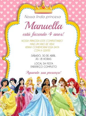 Invitación de cumpleaños Princesas – Estático – Jonathan Fiuza
