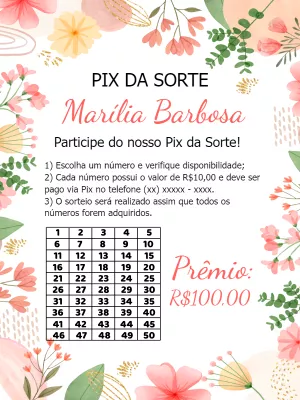 Rifa Pix da Sorte Floral Delicado para Editar Online