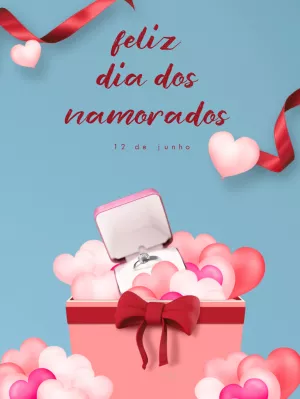 Post Dia dos Namorados com Caixa de Presente para Editar Online