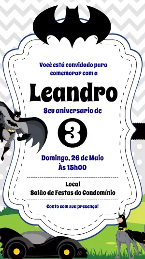 Convite Aniversário Batman Editável Online para Imprimir