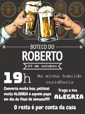 Convite de Aniversário Boteco com Cerveja para Editar Online