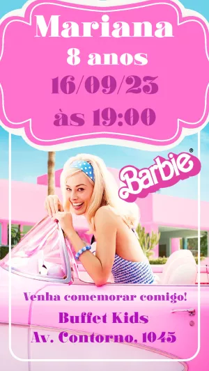 Invitación de cumpleaños Barbie – Estático – Heliene Designer