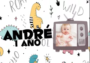 Convite Aniversário Dinossauro com Foto para Editar Online