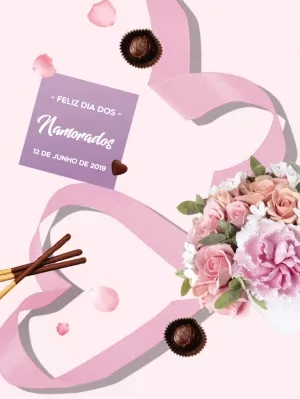Post Dia dos Namorados com Flores e Chocolate para Editar