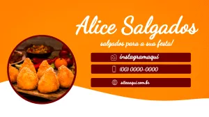 Cartão de Visita Salgados de Festa para Editar Online