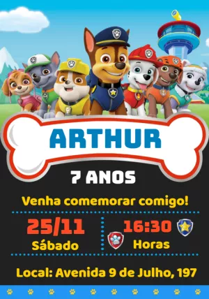 Invito di compleanno Paw Patrol – Statico – Oh Baby Convites