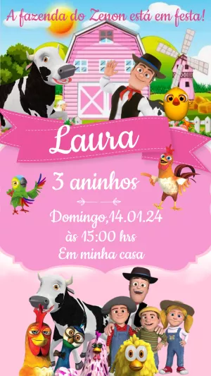 Convite de Aniversário Fazenda do Zenon para Editar Online