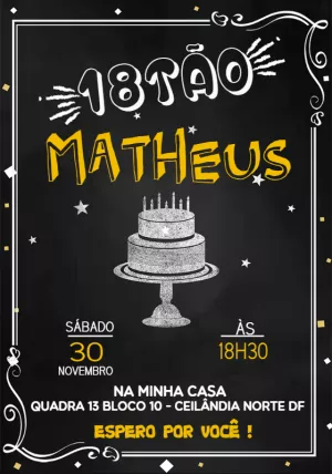Convite de Aniversário Estilo Lousa para Editar Online