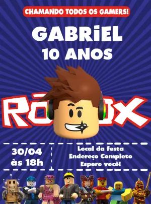 Convite de Aniversário Roblox Gamer para Editar Online