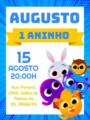 Convite Aniversário Bolofofos com Personagens para Editar