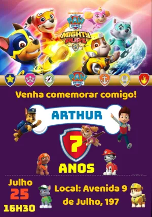 Invito di compleanno Paw Patrol – Statico – Oh Baby Convites