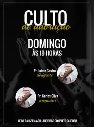 Convite para Culto de Adoração Sóbrio para Editar Online