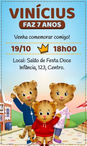 Convite de Aniversário Daniel Tiger para Editar Online