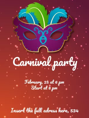 Editable Carnival Party Invitation with Mask to Edit Online