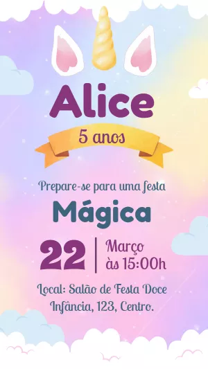 独角兽生日邀请函 – 静态 – Idesign Personalizados