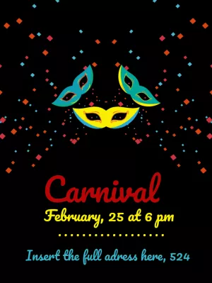 Carnival Party Invitation with Masks to Edit Online