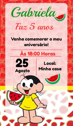 Convite de Aniversário Magali Turma da Mônica para Editar Online