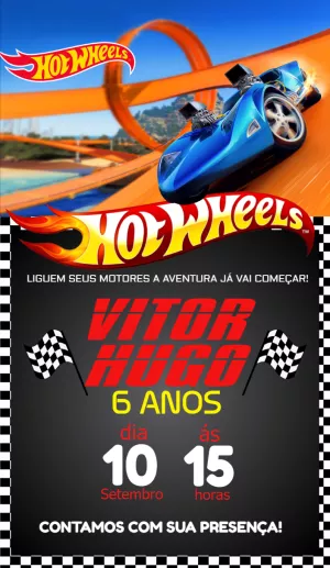 Convite de Aniversário Hot Wheels Radical para Editar Online