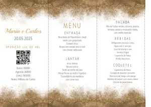 Menu de Casamento com Glitter Dourado Editável Online